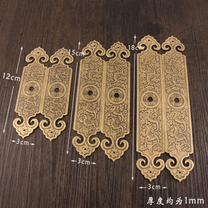 Chinese Style <b>Brass</b> Cabinet Handle Rectangle Shape With Ring 3cm Diameter Screw Mount For Furniture <b>Door</b> Hardware - Product Image 3