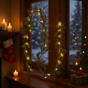 Guirnalda Navideña D0100X3GFCX de 6.6 Pies con Bayas, Cadena de Luces, Estilo Tradicional, Montaje en Pared, Alimentación por Enchufe - Product Image 2