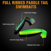 Paddle-Tail-Swimbait-Set: Gerippter Shad-Körper mit stark vibrierendem Schwanz – Weichplastikköder für Crappie, Barsch, Zander, Forelle, Fluss- und Bachfischen