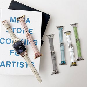 Apple Watch Series 11 10 9 SE Ultra 2 için Zarif Kelebek Metal Bağlantılı Deri Kayış Lüks İnce Kadın Takı Bilekliği - Product Image 1