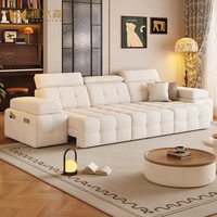 Canapé-lit moderne en tissu Chenier à trois places, électrique, télescopique, réglable avec télécommande, idéal pour grand salon et home cinéma