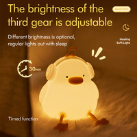 Veilleuse LED personnalisée avec logo pour enfants, jouet canard en silicone souple et compressible, lampe de chevet à intensité variable en forme d'animal de dessin animé