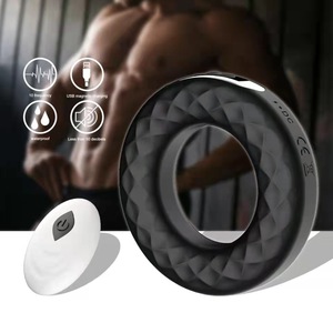 Anneau vibrant double en silicone rechargeable télécommandé pour homme, avec fonction de retardement et de verrouillage, pour adultes - Product Image 3