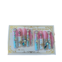 181-185 Design-sense Faux Ongles à Coller Faits Main, 10 Pièces, Couverture Complète, en Acrylique, Forme Cercueil, Style Français, avec Colle