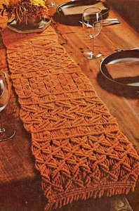 Knitted Geometric Table Runner Orange Bohemian Style Home Decor Washable Hand Wash - Product Image 2