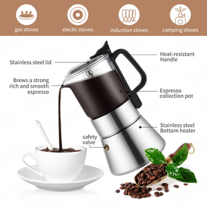 Nuevo diseño, percolador, estilo italiano, <span class=keywords><strong>vidrio</strong></span> transparente eléctrico y material de aluminio, Mocha Moka Pot, 6 tazas de café expreso, <span class=keywords><strong>cafetera</strong></span> - Product Image 6