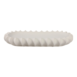 Plateau en céramique à bord festonné, design minimaliste, décoration d'intérieur, centre de table pour lit ou table basse - Product Image 4