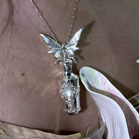 Collier pendentif en os sphénoidien 3.0 en argent et pierre naturelle électroplaqué, concept 'Conteneur émotionnel de l'âme', design KeTang