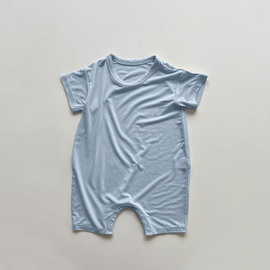Venta directa de fábrica nuevo verano niños Color sólido ropa de bebé Modal suave Color sólido cuello redondo fino mameluco de una pieza - Product Image 5
