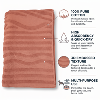 Premium Pure Cotton 3D Embossed Jacquard Beach Towel Luxuriously Soft Quick-Dry Multi-Purpose Custom for Resort Spa Bath Travel