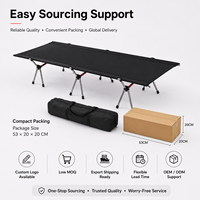 Lit de camping pliable moderne en nylon renforcé ultraléger, réglable en hauteur, portable, pour l'extérieur et la chambre
