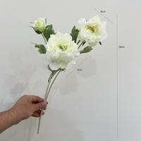 KEWEI 1883 Harga Pabrik Bunga Peony Sutra 3 Tangkai Bunga Peony Putih Dekorasi Bunga untuk Upacara dan Lorong Perlengkapan Grosir