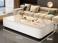 Ensemble de Meubles Modernes en Bois Simple de Luxe, Meuble TV Portable, Table Basse en Ardoise Claire pour Salon Maison et Petits Appartements