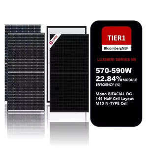 Panel Solar Monocristalino BIFACIAL de Nivel 1, 570-590W, Diseño de Media Celda DG 144, Celda Tipo N M10 - Product Image 1