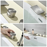 Robinet de baignoire cascade en laiton poli avec mitigeur eau chaude et froide à débit élevé, ensemble de douche pluie monocommande pour usage hôtelier