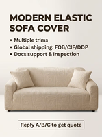 Housse de canapé extensible moderne unie couleur crème pour salon, en polyester/coton, protection de meubles élastique, lavable en machine