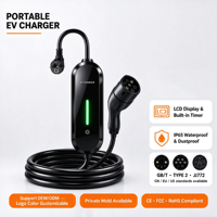Chargeur EV portable 3,5 kW 16A 220V monophasé avec contrôle Wi-Fi via application, station de charge rapide EVSE pour voiture électrique, utilisation à domicile et en voyage
