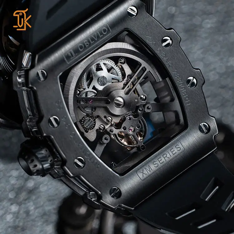 SANYIN mode Tonneau montre mécanique Oem Odm fabricant personnalisé plus cool or noir automatique squelette hommes montres-bracelets