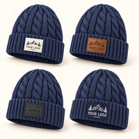 Bonnet d'hiver chaud et épais à revers, motif torsadé, étiquette tissée personnalisée, pour hommes et femmes, idéal pour le ski, la randonnée et les activités extérieures par temps froid