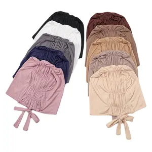 Hot new solid color mercerized cotton binding hat export draw rope monochrome bottom women's spot wholesale bandana