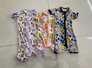 Desainer kustom butik pakaian bayi dicetak piyama ritsleting pakaian bambu Super lembut - Product Image 4