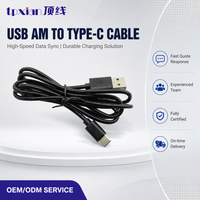 Câble USB 2.0 mâle vers Type C OEM ODM, 480 Mbps, synchronisation des données, cordon de charge, PVC noir, longueur personnalisée pour équipement électronique