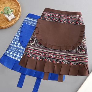Vintage Half <b>Apron</b> Floral Print Polyester Anti Stain Waist <b>Kitchen</b> Gardening Craft Vendor Work Unisex - Product Image 4