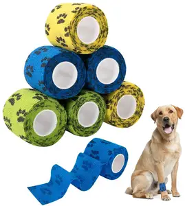 Atadura veterinária para cachorro, bandagem envoltória coesiva de látex flexível para cães