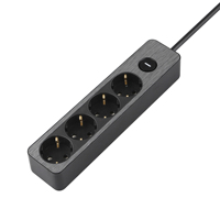 16A 250V Tischsteckdose mit 4 Anschlüssen, Schalter, EU-Stecker, Anpassbare Farbe, Kubischer Druck, Schutzklappe, IP20, PP-Material, Schreibtischsteckdose