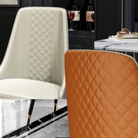 Table et chaises de salle à manger en cuir PU de luxe, vente en gros, dossier haut, pour restaurant, hôtel, maison