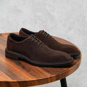 Chaussures d'affaires pour hommes ASTON M.JAZZ en cuir de vachette lisse et daim, à lacets, bout carré, semelle intermédiaire en peau de porc, en cuir véritable, décontractées pour l'automne - Product Image 1