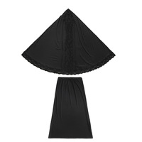 qualité de couleur pure, col en V, manchette à volants, appliques scintillantes, caftan islamique de Dubaï pour enfant et fille