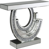 Table console moderne en bois avec décoration en verre miroir, cloison décorative à finition miroir pour le hall d'entrée