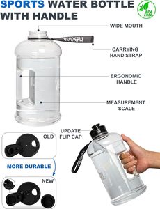 ขวดน้ำพร้อมคำให้กำลังใจ แบรนด์ส่วนตัว ขนาด 2.2 ลิตร ปราศจากสาร BPA ขวดน้ำพลาสติก PETG สำหรับเล่นกีฬา ขวดน้ำสำหรับออกกำลังกายพร้อมตัวบอกเวลา - Product Image 4