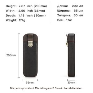 Vintage <strong>Crazy</strong> Horse Leather Pencil Case Handmade Lock Drawer Type Office Travel 3 Pens Storage Box - Product Image 4