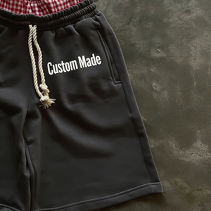 Pantalones Cortos <span class=keywords><strong>Gris</strong></span> Oscuro para Hombre, Estampado Personalizado, Cintura con Cordón Ajustable, Cintura de Doble Capa, Bolsillos Laterales, Estilo Casual Urbano - Product Image 5