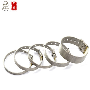Bracelets en maille d'acier inoxydable plaqués argent, ajustables, style classique, bijoux unisexes - Product Image 6