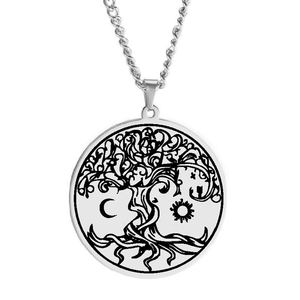 HLSS503 <span class=keywords><strong>Arbre</strong></span> <span class=keywords><strong>de</strong></span> <span class=keywords><strong>Vie</strong></span> Mystique Sacré Folklore <span class=keywords><strong>Yin</strong></span> <span class=keywords><strong>Yang</strong></span> Soleil et Lune Amulette Talisman Collier Pendentif en Acier Inoxydable Découpé au Laser - Product Image 4