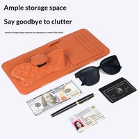 Boîte de rangement multifonction pour voiture en cuir Nappa, élégante, pour pare-soleil, porte-lunettes, porte-cartes de visite, porte-mouchoirs, clips pour lunettes de soleil