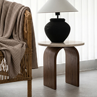 Travertin-ähnlicher Holz-Beistelltisch Handgefertigt Langlebig Modern Luxuriös Schlafzimmer Apartment-Möbel Anpassbare Farbe