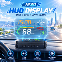 WiiYii M30 HUD de voiture avec OBD GPS compatible hybride EV, alarme de survitesse, boussole, température du carburant et de l'eau, atténuation automatique