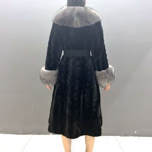 Cappotto Invernale <span class=keywords><strong>da</strong></span> <span class=keywords><strong>Donna</strong></span> in Vera Pelliccia di Visone, Caldo e Morbido, Stile Vintage, Taglie Forti, Giacca con Orlo a Festone, Cappotti in Vera Pelliccia Naturale di Visone - Product Image 4