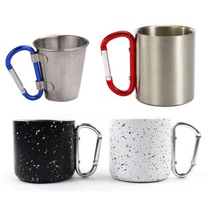 Taza de acero inoxidable personalizable con asa de sublimación, mosquetón de metal para acampada - Product Image 5