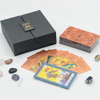 Ensemble de cartes de tarot pliables magnétiques de luxe pour débutants, édition dorée, classique Rider-Waite, 78 cartes, imprimées en couleur, imperméables