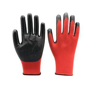 Guantes de poliéster con revestimiento de nitrilo de calibre 13 y logotipo personalizado, guantes protectores de seguridad para el trabajo baratos - Product Image 1