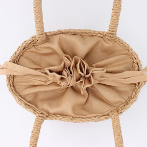 <span class=keywords><strong>Sac</strong></span> à main d'été en rotin pour femme, <span class=keywords><strong>sac</strong></span> de plage tressé fait main, <span class=keywords><strong>sac</strong></span> seau simple en <span class=keywords><strong>paille</strong></span> avec cordon de serrage pour les vacances - Product Image 3