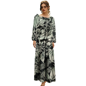 Off Shoulder Eiland Jurken Polynesische Tribale Casual Jurk Tongan Samoan Tapa Bloemenprint On Demand Custom Custom Lange Jurk - Product Image 3
