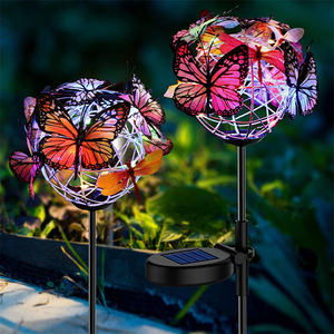 Boule de verre d'extérieur de haute qualité, alimentée à l'énergie solaire, papillon coloré, piquet de jardin, décoration, veilleuse LED - Product Image 5
