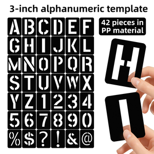 42 pochoirs en plastique à motifs de chiffres noirs, réutilisables, creux, en PP, pour la <span class=keywords><strong>peinture</strong></span> <span class=keywords><strong>murale</strong></span> DIY - Product Image 1