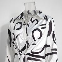 Dropshipping Mini chemise décontractée élégante à manches longues en satin à motif imprimé de grande taille pour femmes automne printemps chic tendance